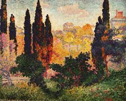 Henri Edmond Cross Cypress Trees at Cagnes